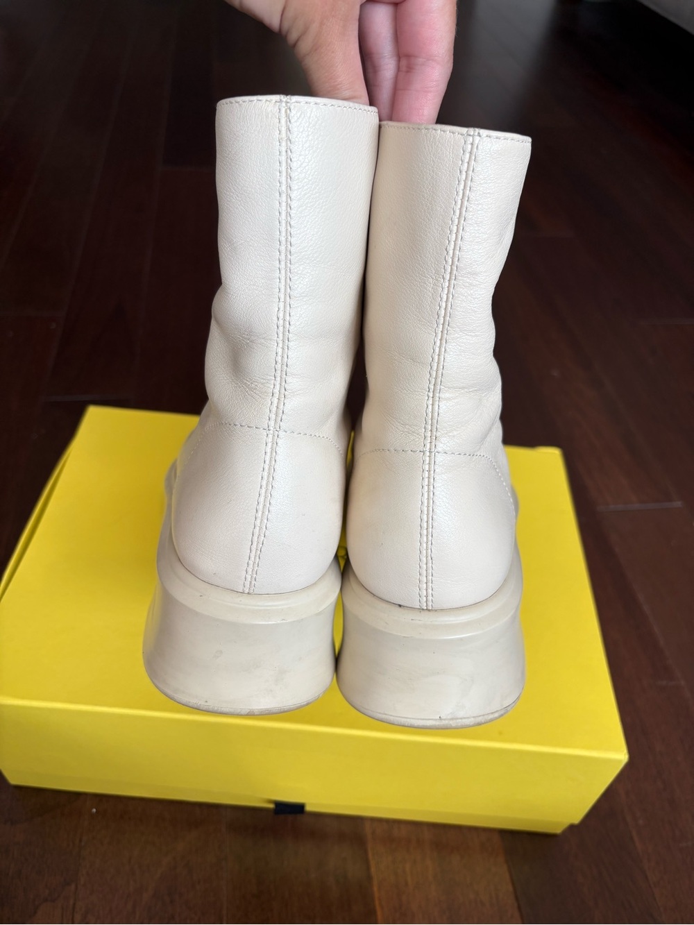 The Row Combat Zipped Boots Beige Natural Color US 8.5 Mid-Calf Boots Pre-Owned - Picture 4 of 16